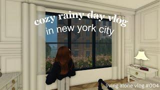  cozy rainy day vlog  study groceries eating  living alone diaries  bloxburg roleplay 