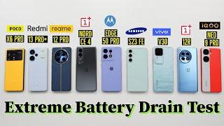 Moto Edge 50 Pro  Realme 12 Pro  OnePlus 12R  Nord CE 4  iQOO Neo 9 Pro  - Battery Drain Test 