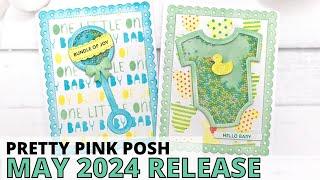 Pretty Pink Posh May 2024 Release  PLUS 2 Baby Shaker Cards