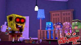 MY BABYSITTER IS..... SPONGEBOB .EXE  Minecraft w Little Kelly Little Carly and Sharky