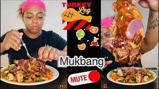 No Talk Homemade Smoked Turkey Leg & Veggies Mukbang