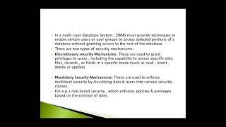 Security and Privacy in DBMS Part 1