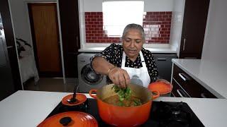 Making delicious Gori Trotters and beans - slow cooked to perfection