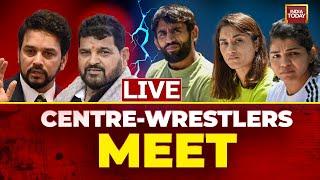 Wrestlers Protest LIVE Updates Bajrang Punia Sakshi Malik Meet Anurag Thakur At His Residence