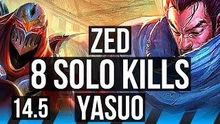 ZED vs YASUO MID  8 solo kills 913 1200+ games Legendary  KR Master  14.5