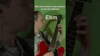 Eb minor triads in open position across the fretboard #guitar #guitarpractice #jazz #chords #music