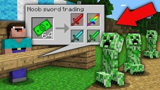 Minecraft NOOB vs PRO WHY NOOB SELL STRANGE SWORD ALL THIS CREEPER? Challenge 100% trolling