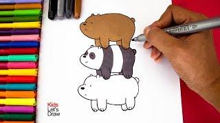 Cómo Dibujar y Colorear Los Osos Escandalosos Panda Polar y Pardo montados uno sobre otro