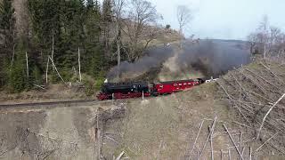 Drohnenaufnahmen von den Harzer Schmalspurbahnen im Frühling 2024