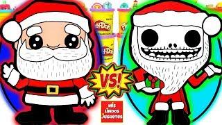 Huevos Sorpresa Gigantes de Papa Noel o Santa Claus VS Santa Jack de Plastilina Play Doh en Español