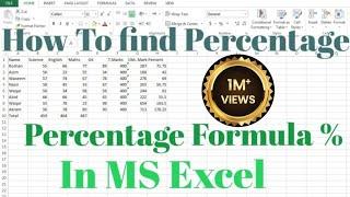 How To Apply Percentage Formula in Microsoft Excel  How To Find percentage in Excel  calculate %