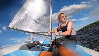 Finn Dinghy Club Racing in heavy winds with capsise