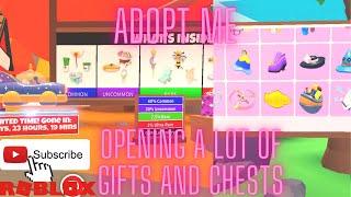 Opening 11 pet wear chests and 15 gifts in the new pet wear and gift refresh update in adopt me