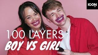 100 LAYERS OF LIQUID LIPSTICK MAKEUP  Boy Vs Girl  ICON UK