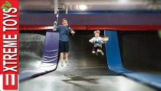 Trampoline Park X-Shot Blaster Showdown Sleepy Sneak Attack Squad.