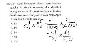 Ujian SMA-Dari suatu kelompok diskusi yang beranggotakan 4 pria dan 6 wanita akan dipilih 3