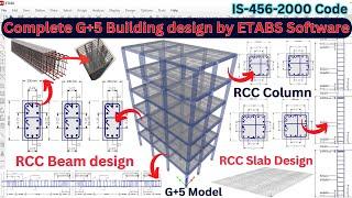 Complete G+5 building designing using ETABS software  Detailing of building  civil engineering 