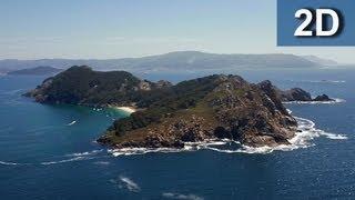 Islas Cíes y la mejor playa del mundo la Playa de Rodas. Versión 2D.