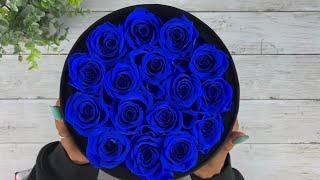 Unboxing  Royal Blue Roses Velvet 16 Preserved Roses