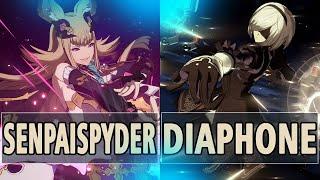 GBVSRSenpaiSpyder Metera Vs Diaphone 2B High Level Gameplay.