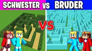 SCHWESTER vs BRUDER LABYRINTH BAU CHALLENGE in Minecraft