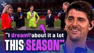 Courtois speaks to Henry & Schmeichel after heroic UCL performance  UCL Today  CBS Sports