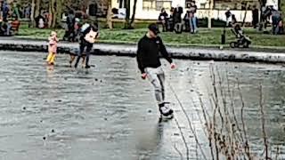 Queens Park Pond Glasgow in winter