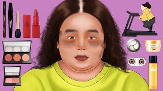 복수여신 - 뚱뚱한 소녀는 인터뷰에서 거부되었습니다  Fat girl makeup transformation into a beauty animation