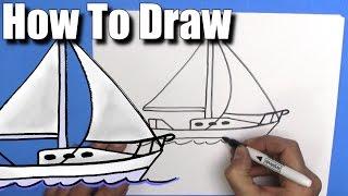 How To Draw a Sailboat- Step By Step -EASY