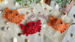 Crochet Crab Pouch & Bag Charm   Easy Tutorial Crochet No-Sew Ocean Animal 