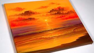 Sunset Beach Painting  Sunset Painting  Seascape Painting