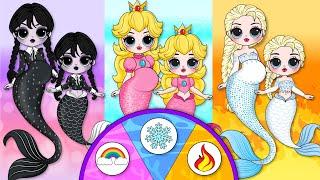 NEW FASHION for Mermaid Family Peach Princess Elsa Princess & Wednesday DIYs Paper Dolls & Crafts