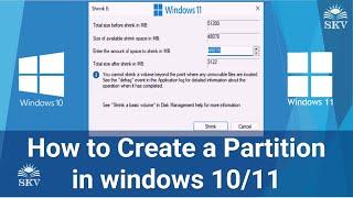 How to Create a Partition on C Drive in windows 1011  Create a Storage Drive in Windows 1110