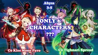 6 CHARACTERS ONLY - 3.5 Spiral Abyss  c0 Klee Mono Pyro & c0 Tighnari Spread  Genshin Impact