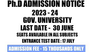 Ph.D ADMISSION NOTIFICATION  SESSIONS 2023-24  GOVERNMENT UNIVERSITY  #Phd_admission