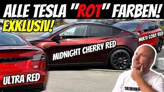 WELCHES TESLA ROT ÜBERZEUGT? MIDNIGHT CHERRY RED vs ULTRA RED vs MULTI COAT RED  EFIEBER