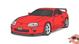 How to draw a TOYOTA SUPRA A80  drawing toyota supra mk4 car