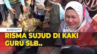 Mensos Risma Sujud di Kaki Guru Tunanetra Saat Ditagih Janji Hibah Lahan