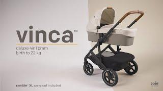 Joie Signature vinca™  Height Adjustable 4in1 Pram Paired with the Ramble™ XL Carry Cot