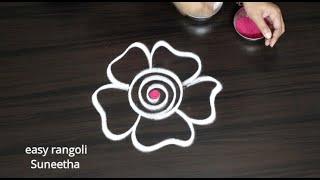 Lotus Color rangoli designs  Easy freehand muggulu  Beautiful kolam