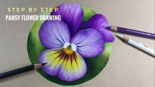 Easy Pansy Flower Drawing  Colored Pencils  Chris Cheng