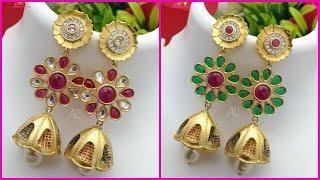 Latest cz kundan earrings  Trendy Stylish Earrings  Fashionable Earrings