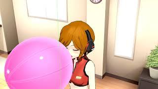 MMD Meiko Sakine does an exercise blowing a big balloon