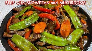 TENDER BEEF with SNOWPEAS and MUSHROOMS  How to make TENDER BEEF with SNOWPEAS and MUSHROOM