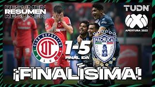 Resumen y goles  Toluca 1-5 Pachuca  Liga Mx AP2022 - Final IDA  TUDN