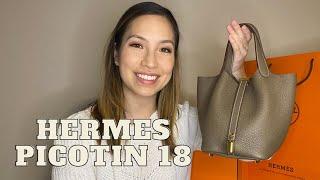 REVIEW HERMES PICOTIN LOCK 18 Clemence leather etoupe and  gold HW- should you buy it? Luxury bag