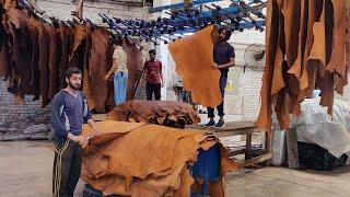 Wonderful Making Process of Pure Leather from Salted Cow Hides  How Skin Leather Made