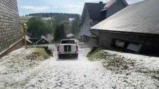 Golfballgroßer Hagel in Thüringen Heftiges Unwetter sorgt für schneeweiße Fahrbahnen