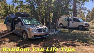 Random Helpful VAN LIFE Tips  Boondocking in No-Build Minivan Camper Conversion