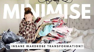 MESSY TO MINIMAL 2024‼️ EXTREME WARDROBE DECLUTTER WITH ME  GETTING RID OF EVERYTHING I OWN ‍️